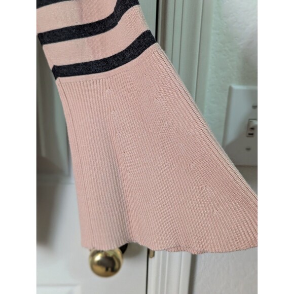 Lane Bryant Pullover Sweater Womens Plus 26/28 Pink Blue Stripe Flounce Sleeve - Picture 6 of 9